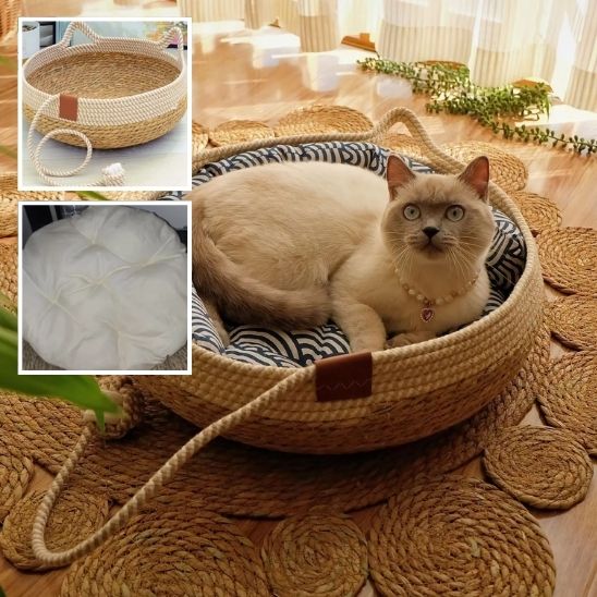 panier en osier pour chat|Cosy Haven™ - Le - chat - malin.com