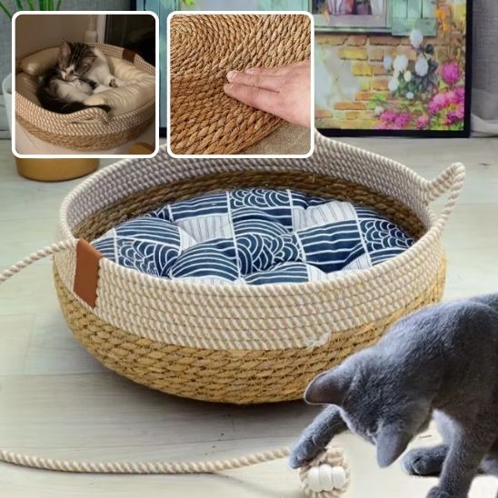 panier en osier pour chat|Cosy Haven™ - Le - chat - malin.com